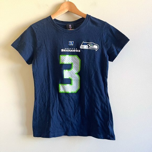 NFL Team Seahawks 3 Wilson Short Sleeve Tee Shirt Top Womens Size‎ M Navy Blue - Picture 1 of 4